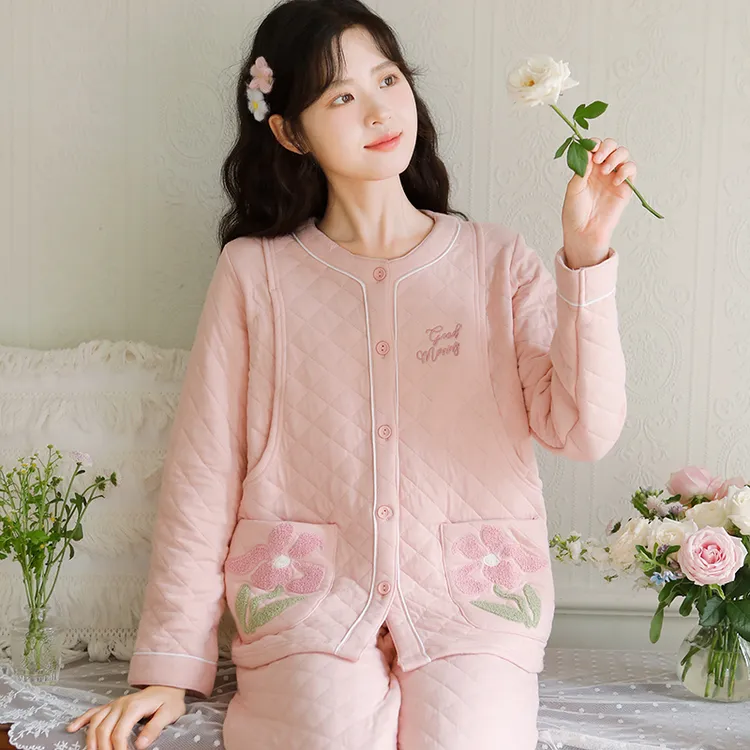 富朵『微甜』加厚300g秋冬空气棉月子服小香风产后哺乳喂奶夹棉孕妇