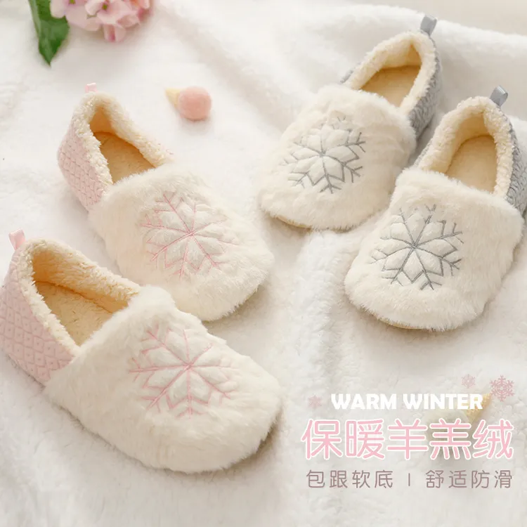 富朵秋冬雪花月子鞋产妇室内保暖拖鞋防滑产后加绒加厚软底家居鞋