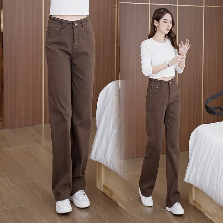 窄版阔腿牛仔裤女2024秋季新款高腰显瘦垂感宽松拖地裤休闲直筒裤