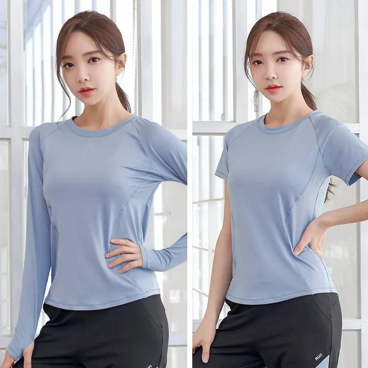宽松运动上衣女T恤新款瑜伽服户外休闲专业晨跑步健身衣服薄款