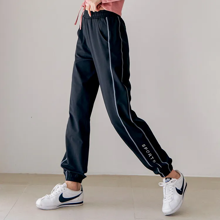 高腰运动裤女士弹力速干裤健身裤子透气宽松休闲跑步束脚裤大码