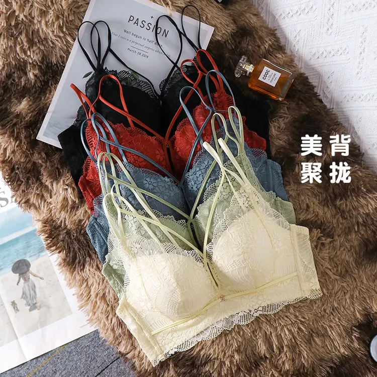 2023年新款加厚小胸聚拢平胸专用性感内衣爆款交叉肩带美背文胸罩
