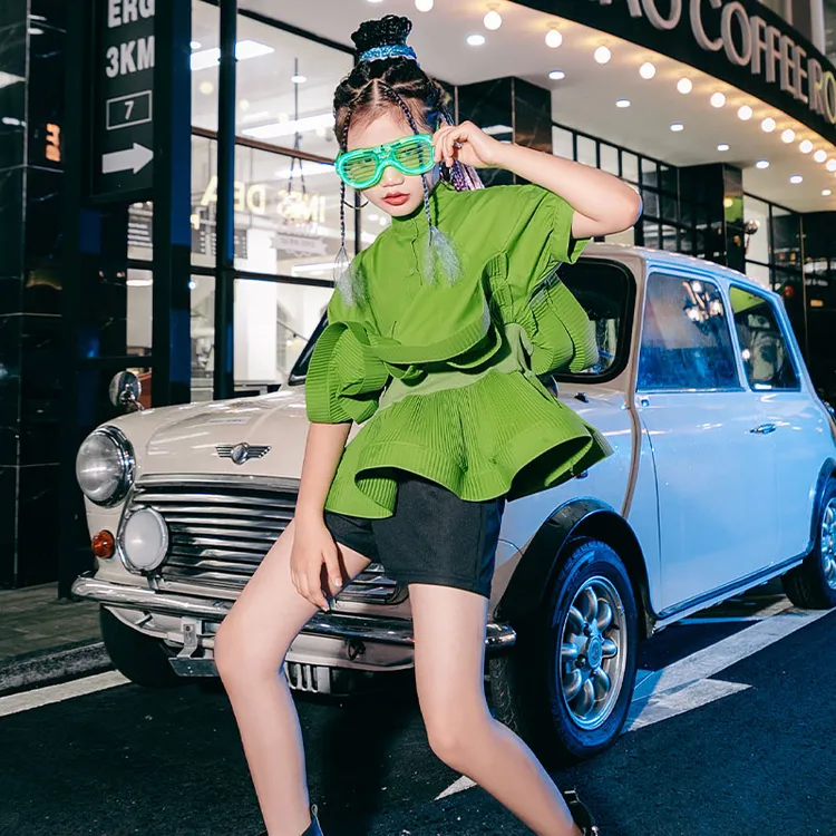 雉子灵模特走秀时装女童t台演出服时尚儿童爵士舞服装女孩衣服潮