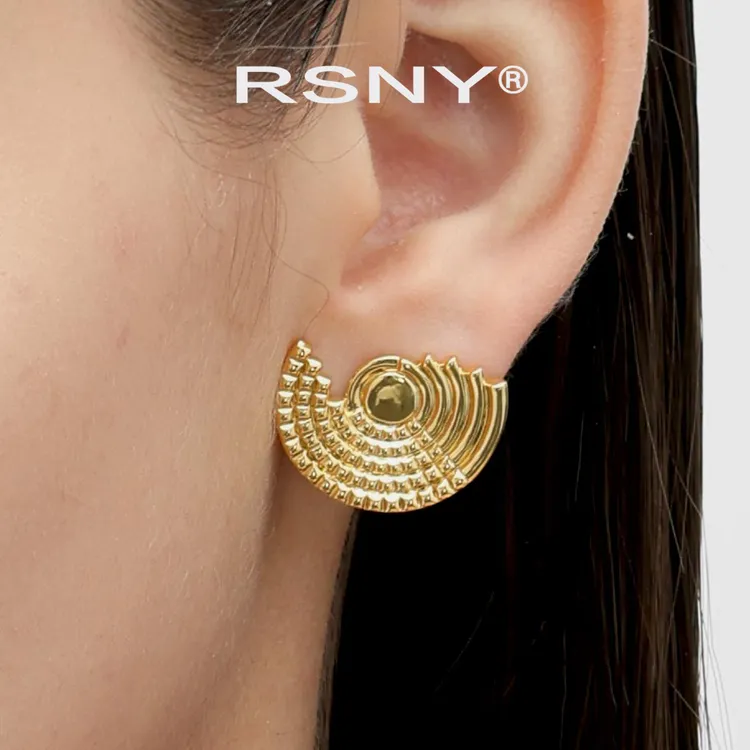 铜合金耳饰 [新品]RSNY钻纹复古耳钉轻奢设计感欧美风2024新款
