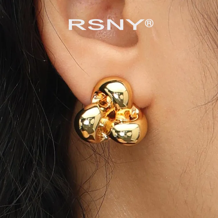 铜合金耳饰 [新品]RSNY几何造型耳钉个性风格纯银耳针优雅耳环