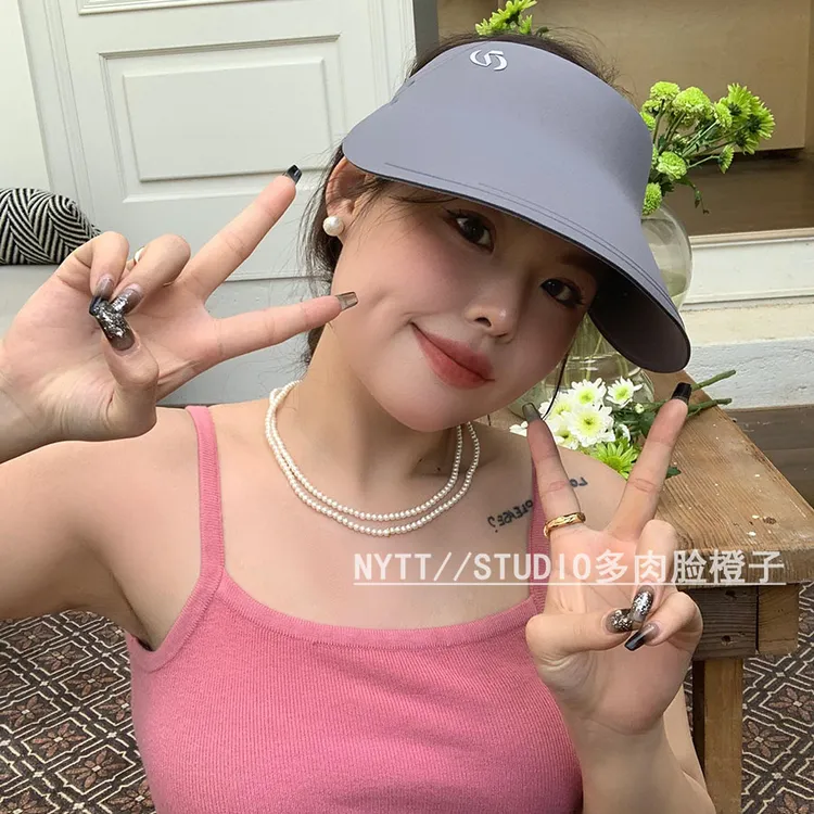 空顶帽子女款夏季显脸小防晒帽防紫外线可折叠遮阳帽户外太阳帽
