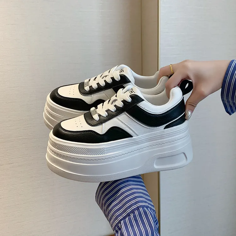 8公分增高厚底新款真皮面女鞋小白鞋网红休闲鞋百搭2025小白鞋96