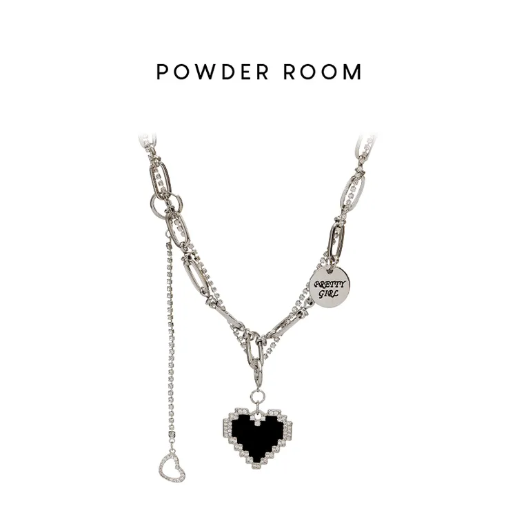 铜合金合成锆石项链 【爱意】轻奢原创甜酷小众冷淡风叠戴爱心项链商品图