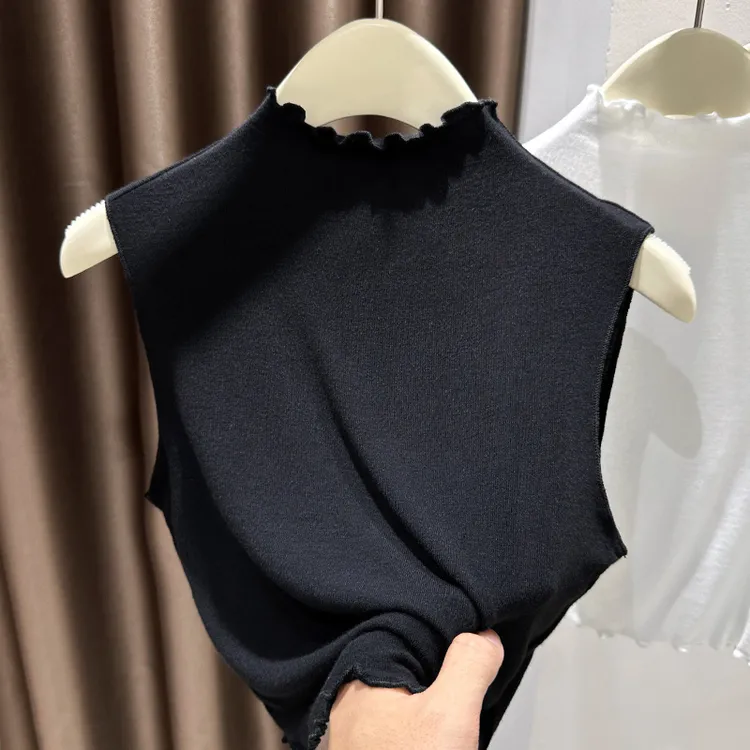 黑色木耳边毛衣内搭假领子女款秋冬新款设计感修身百搭洋气上衣