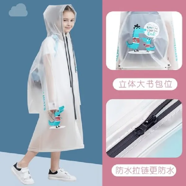 儿童雨衣男童小学生上学带背包位雨披女童全身长款雨具男孩防暴雨