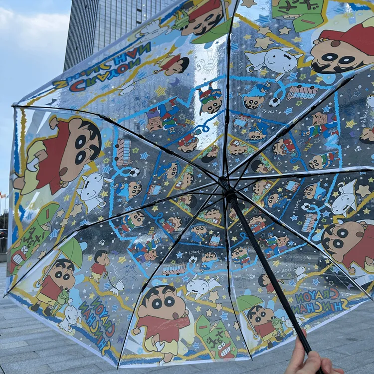 【咕噜】蜡笔小新透明雨伞日系可爱卡通学生折叠乌萨奇驾车