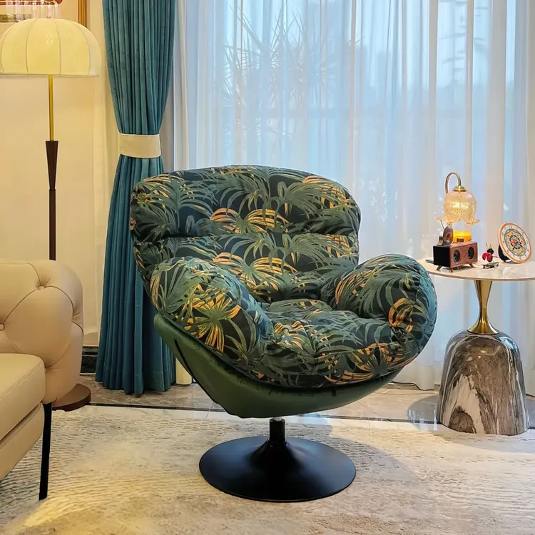 【蛋壳旋转沙发】新中式家用餐桌椅餐厅客厅座椅靠创意单人背凳