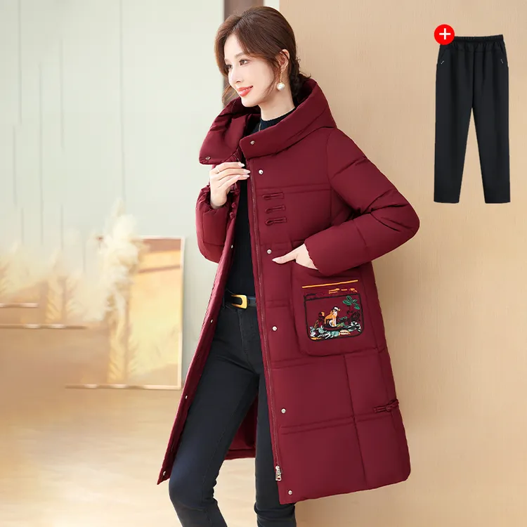 妈妈冬装棉服中长款2024新款中老年女装冬季加厚棉衣时尚保暖外套