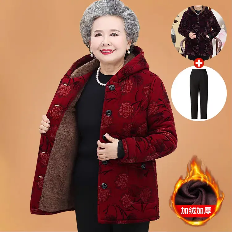 奶奶冬装棉衣中老年人女装外套加厚加绒老人妈妈60-70岁80老太太