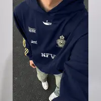 欧美式潮牌徽章字母印花三条杠连帽卫衣男秋冬季休闲百搭帽衫外套
