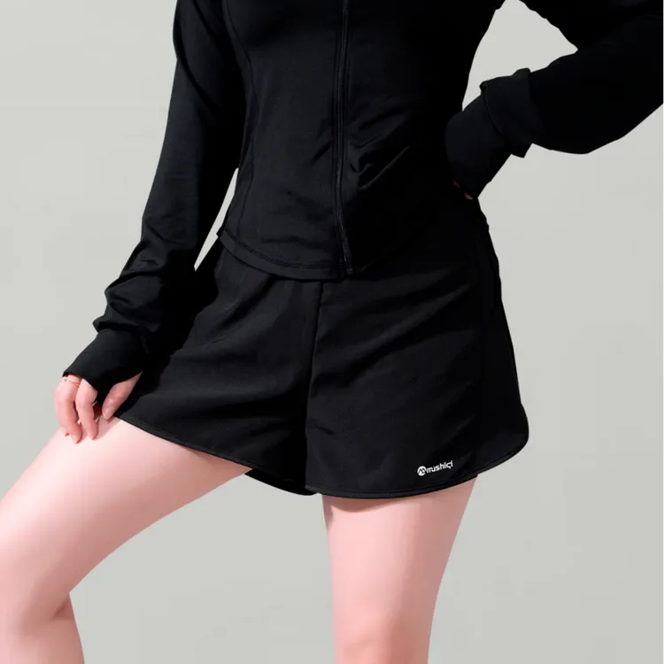 夏季瑜伽短裤女假两件防走光显瘦运动裤速干透气高弹力训练短裤