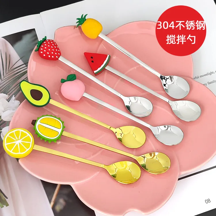 网红304不锈钢勺可爱咖啡勺小圆勺调羹短柄下午茶搅拌勺甜品勺子