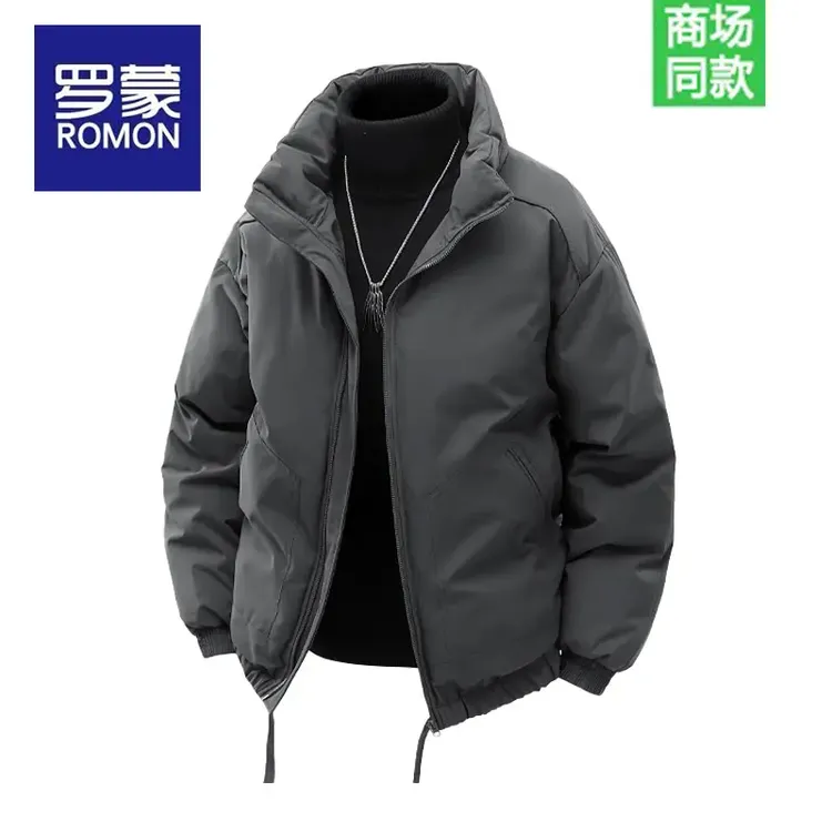 罗蒙立领棉衣男冬季2024新款弯刀袖加厚保暖棉服外套时尚户外棉袄