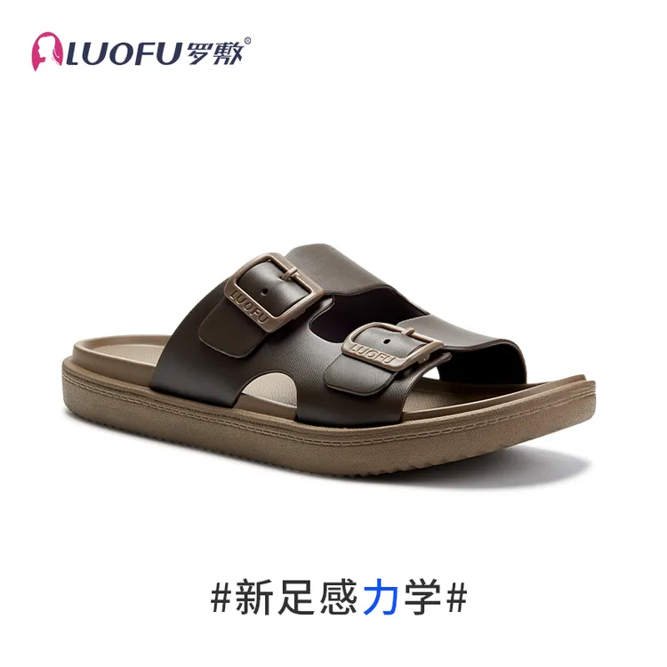 罗敷新款外穿鞋男夏天防滑简约时尚可调节沙滩凉鞋舒适男士休闲