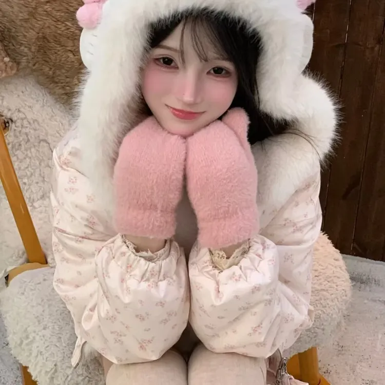 瑞茜·威瑟斯 冬日恋歌 秋冬小众设计甜美可爱保暖毛毛外套加绒