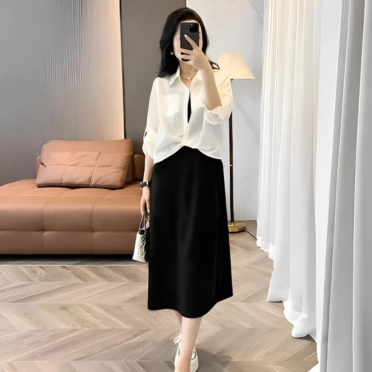 【1巨显瘦】2025夏季新款防晒衬衣背心连衣裙装891