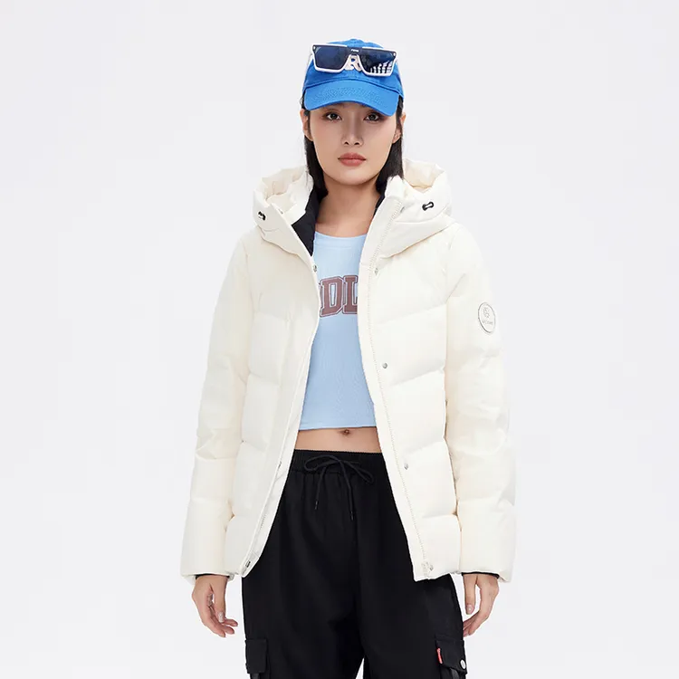 【暖频道/nuanpindao】女士短款休闲通勤冬季保暖连帽羽绒服828616