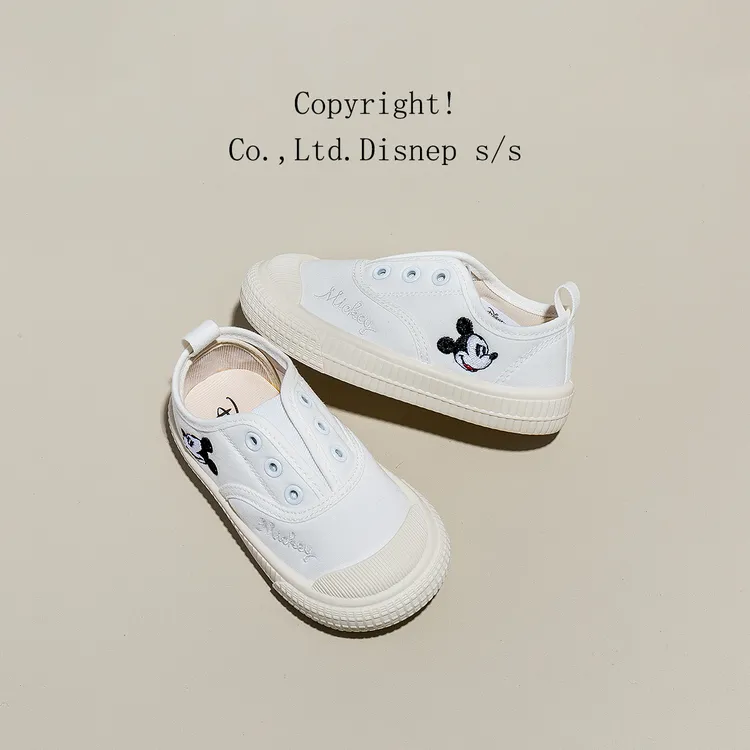 迪士尼童鞋2025春款小白鞋男女童小童帆布幼儿园室内鞋软底学步鞋