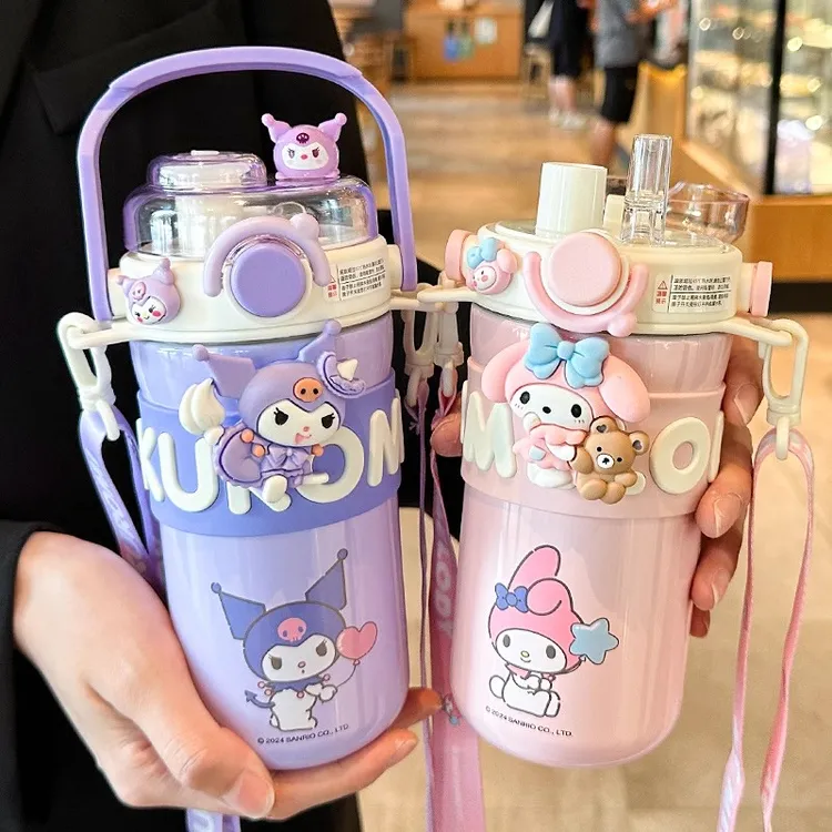 库洛米儿童保温杯316不锈钢正品大容量水杯学生6-12岁上学用杯子