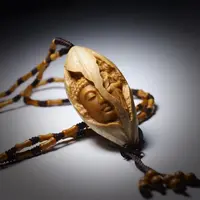 《一念之间·佛在心中》金果王料白皮红肉！搭配橄榄核竹节项链尺寸20