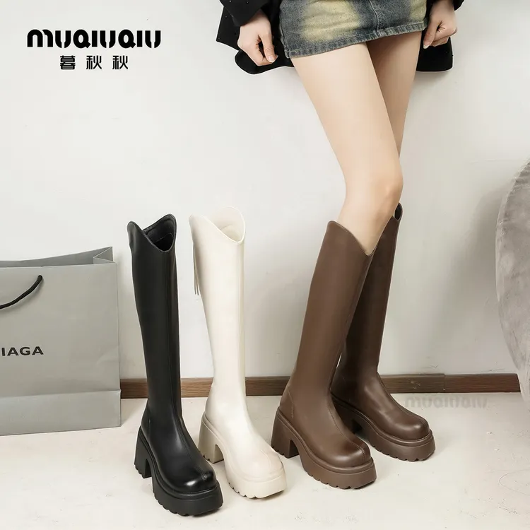 暮秋秋时装靴女款2025秋冬新款厚底小个子英伦风时尚百搭骑士长靴