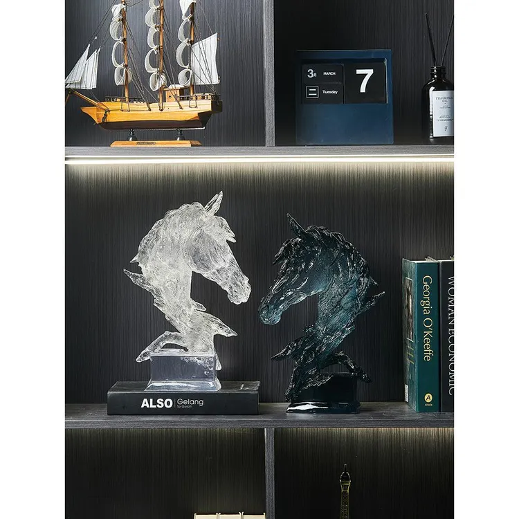 德国品质马头摆件轻奢高档水晶工艺品酒柜装饰品电视柜客厅办公室