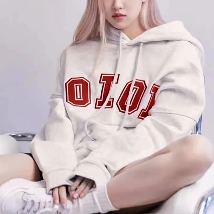 byo!oi OIOI情侣刺绣连帽男女宽松返潮复古卫衣女印花美式复古oi