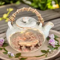 还在回流洞雕提梁壶，底部破皮后侧爆了一块皮