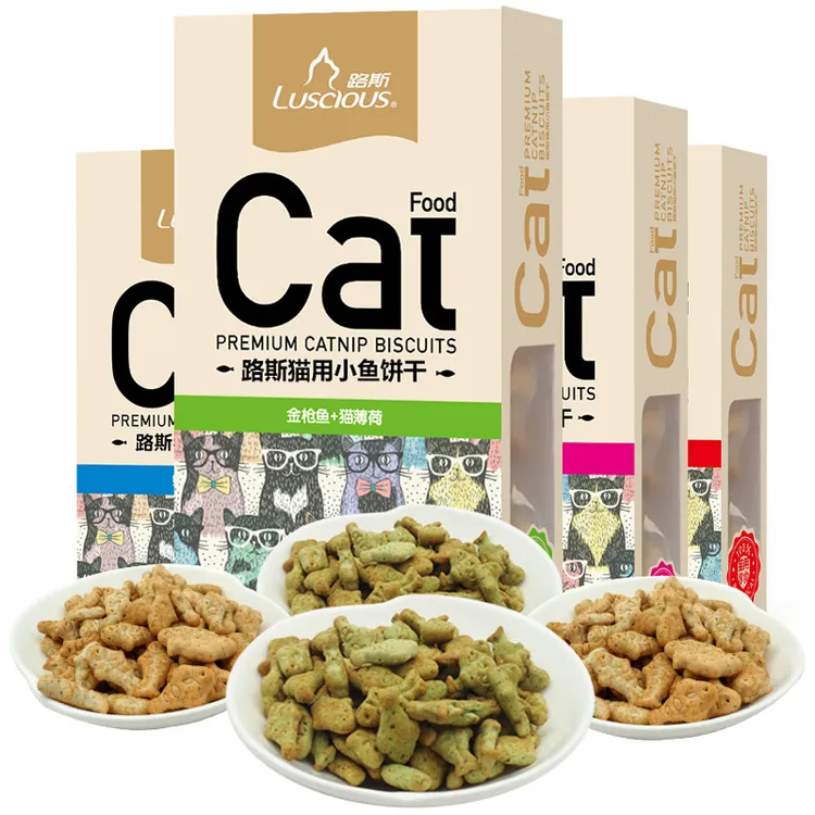 路斯猫饼干猫薄荷排毛球80g小鱼饼干幼猫磨牙猫零食