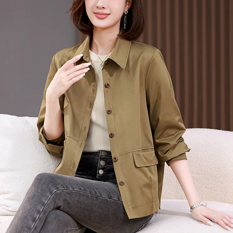 2024秋装新款气质百搭短外套女大码宽松休闲翻领上衣