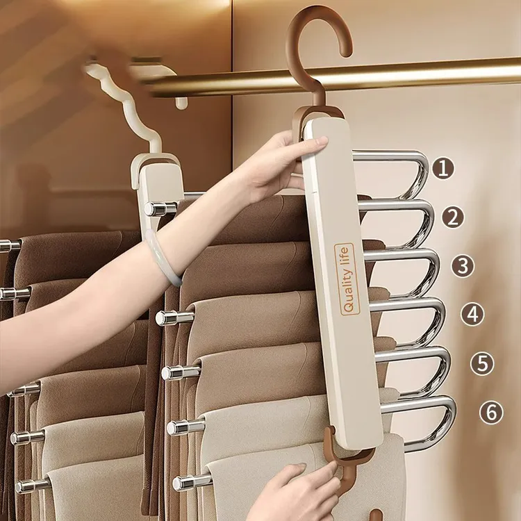 可折叠裤架多功能多层裤子衣架家用无痕裤夹衣柜衣橱衣服收纳挂架