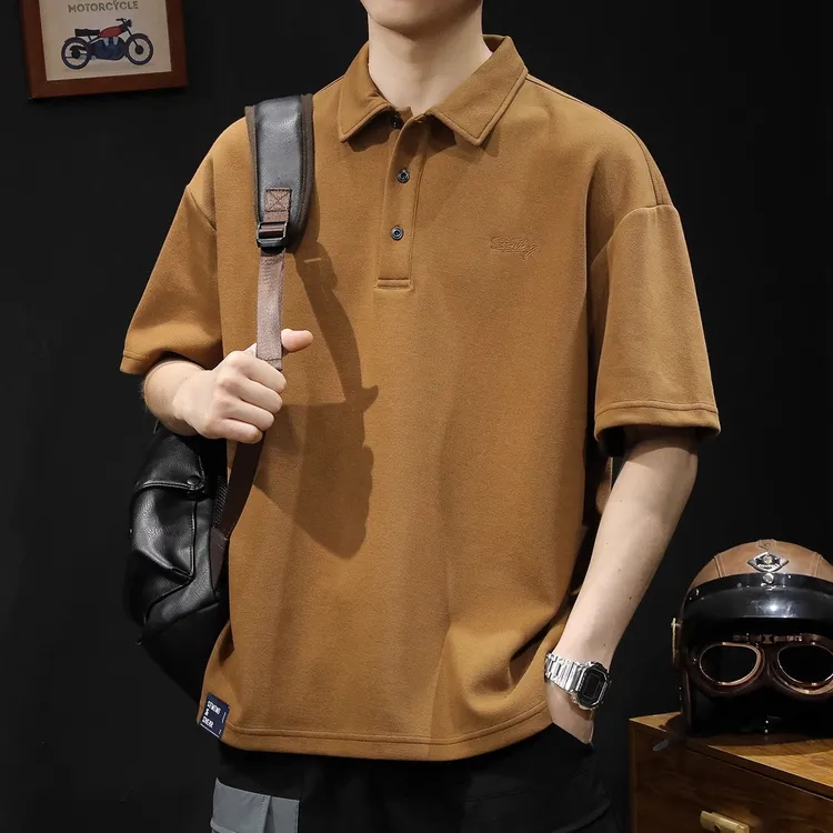 美拉德320G重磅POLO衫男夏季翻领刺绣宽松休闲半袖短袖潮雅丹风