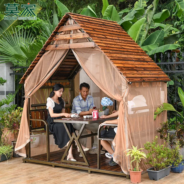 【莫家品牌】碳化木小木屋别墅庭院花园家用防晒防水户外小木屋