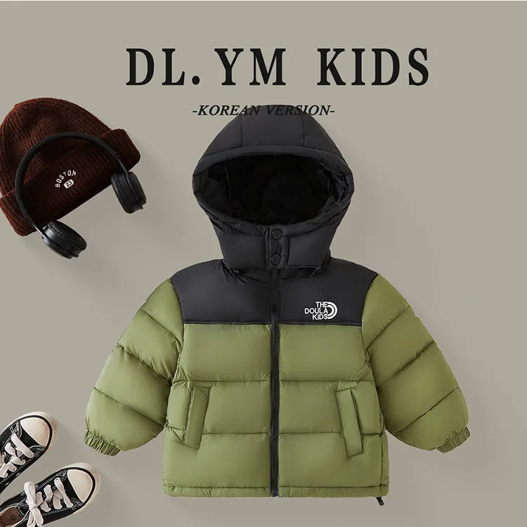 君筑爆款儿童黑色金羽绒服女童男童中大童亲子装加厚外套韩版黑金