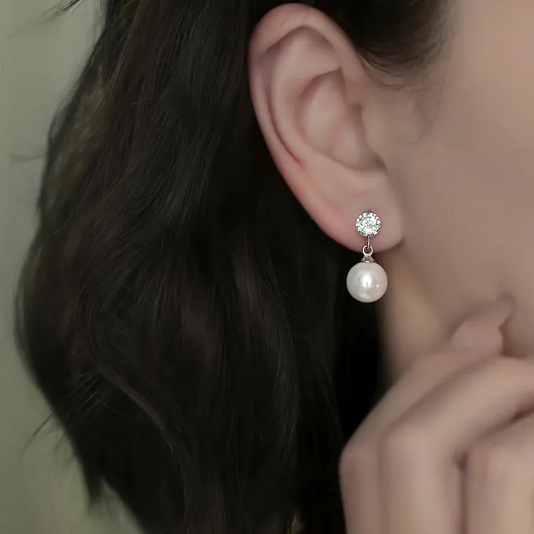925银耳饰 珠珠耳环女耳钉简约百搭小众设计冷淡风复古气质耳饰品