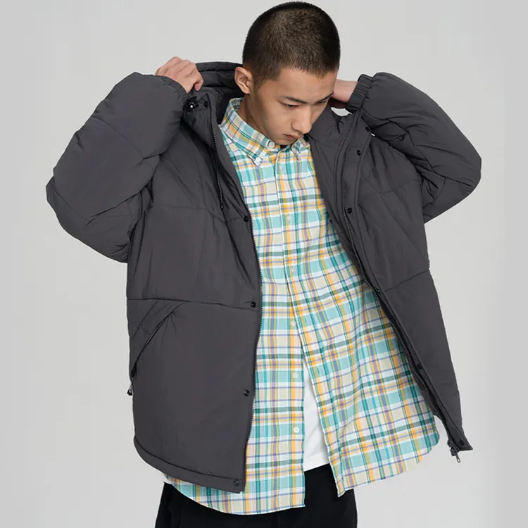 【李晨nic】通勤简约肌理感连帽棉服 秋冬宽松保暖棉衣外套