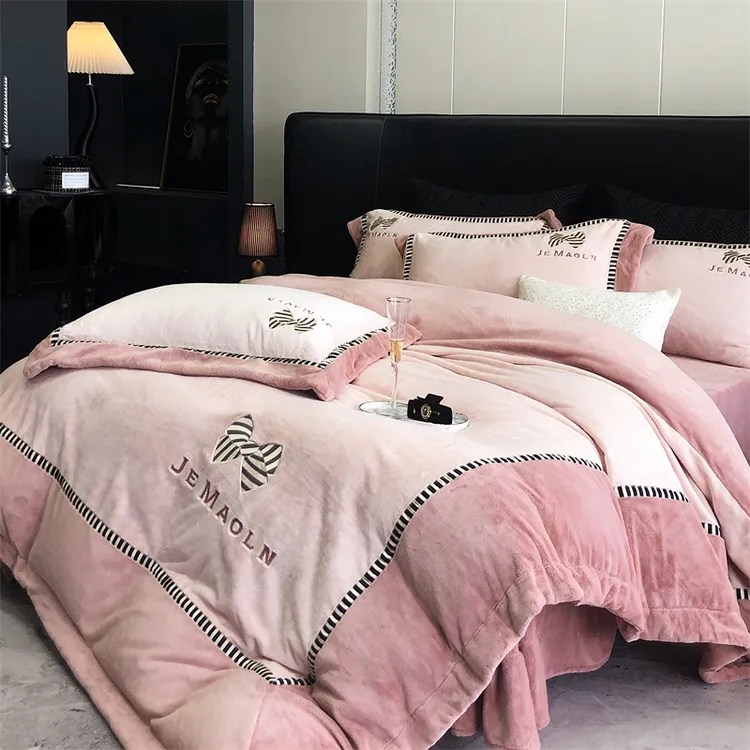 高档亲肤第七代雪莉绒四件套加厚牛奶绒双面绒被套床上用品冬季绒