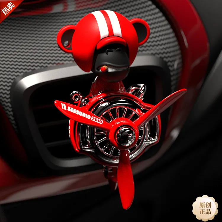 潮玩创意小猩猩款汽车出风口香薰车载小飞机螺旋桨高颜值内饰装饰