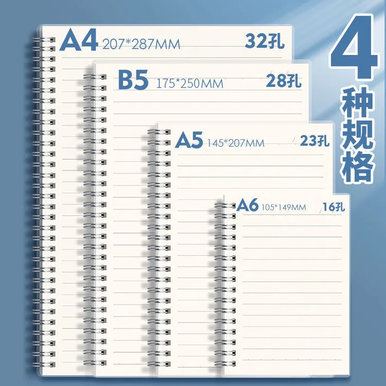 简约透明侧翻PP线圈本笔记本本子加厚上翻横线空白网格本记事本