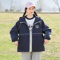 高中学生春季外套少女新款初中女生大童春秋装连帽风衣学院风