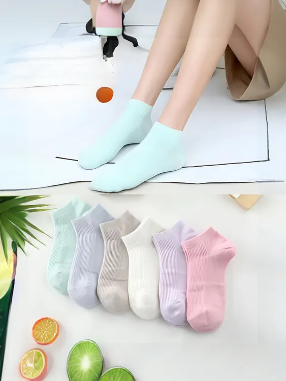 袜子女夏季薄款透气防臭袜子运动吸汗短袜袜子女纯色薄款浅口低帮
