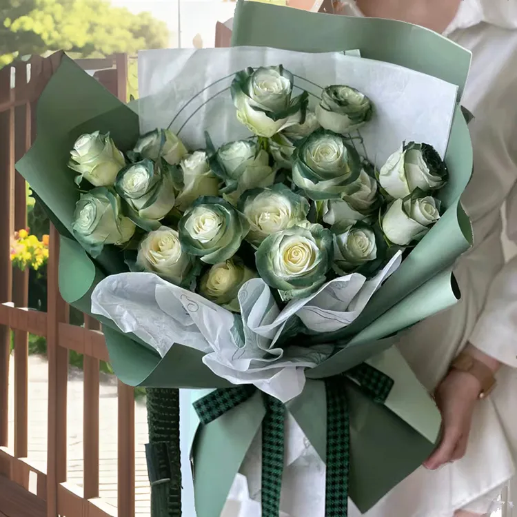 【送女友送闺蜜】19朵苏格兰绿玫瑰花束生日祝福同城鲜花配送