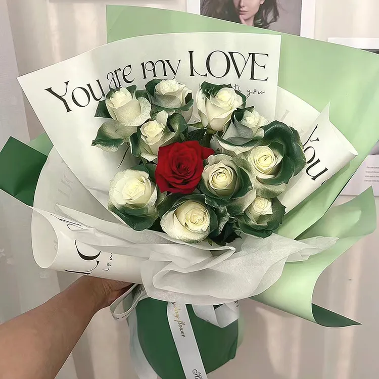 【苏格兰绿玫瑰】女朋友闺蜜生日11朵玫瑰花束祝福全国同城鲜花配送