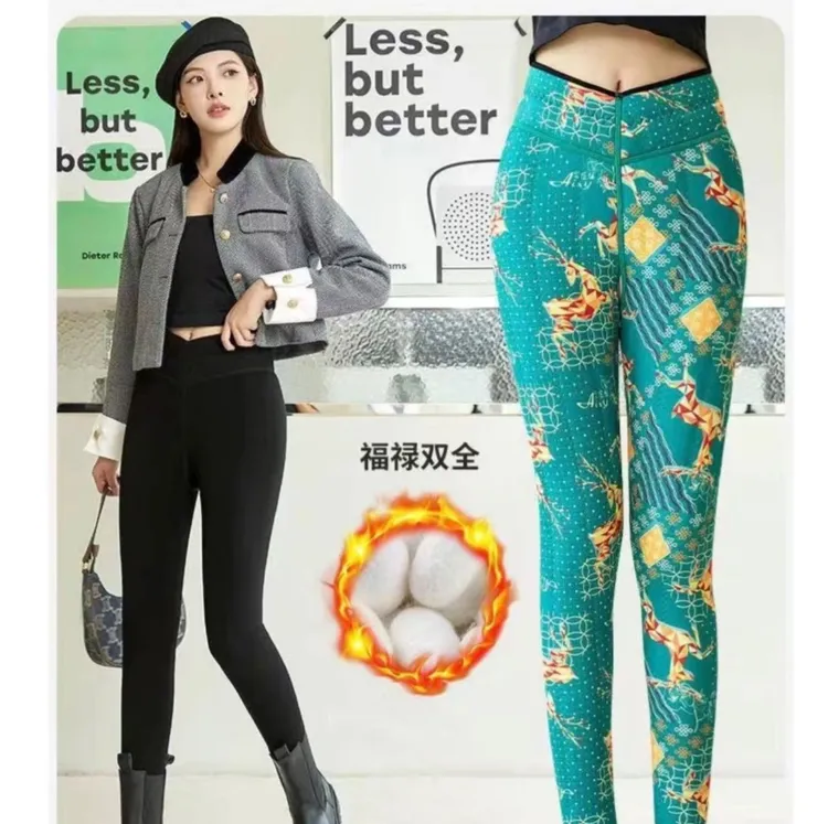 高腰福禄双全保暖加厚踩脚女士加绒紧身秋冬打底裤百搭外穿休闲