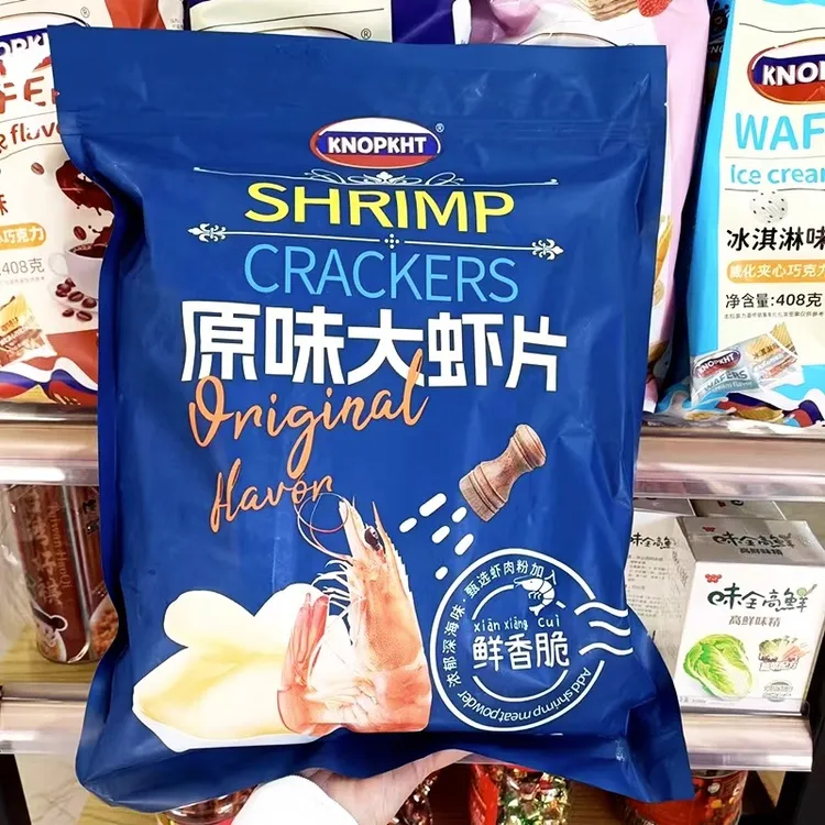 KNOPKHT熊三岁原味大虾片238g大袋装网红办公深夜追剧解馋小零食